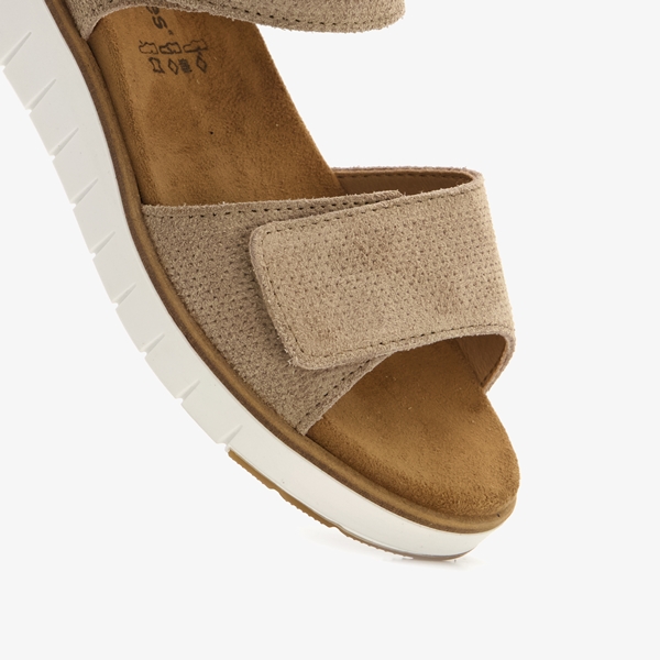 Hush Puppies leren dames sandalen taupe