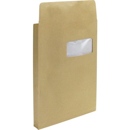 Bruneau - Pochette à soufflet 3 cm kraft brun 229 x 324 mm 120 g avec fenêtre 50 x 105 mm - Boîte de 50