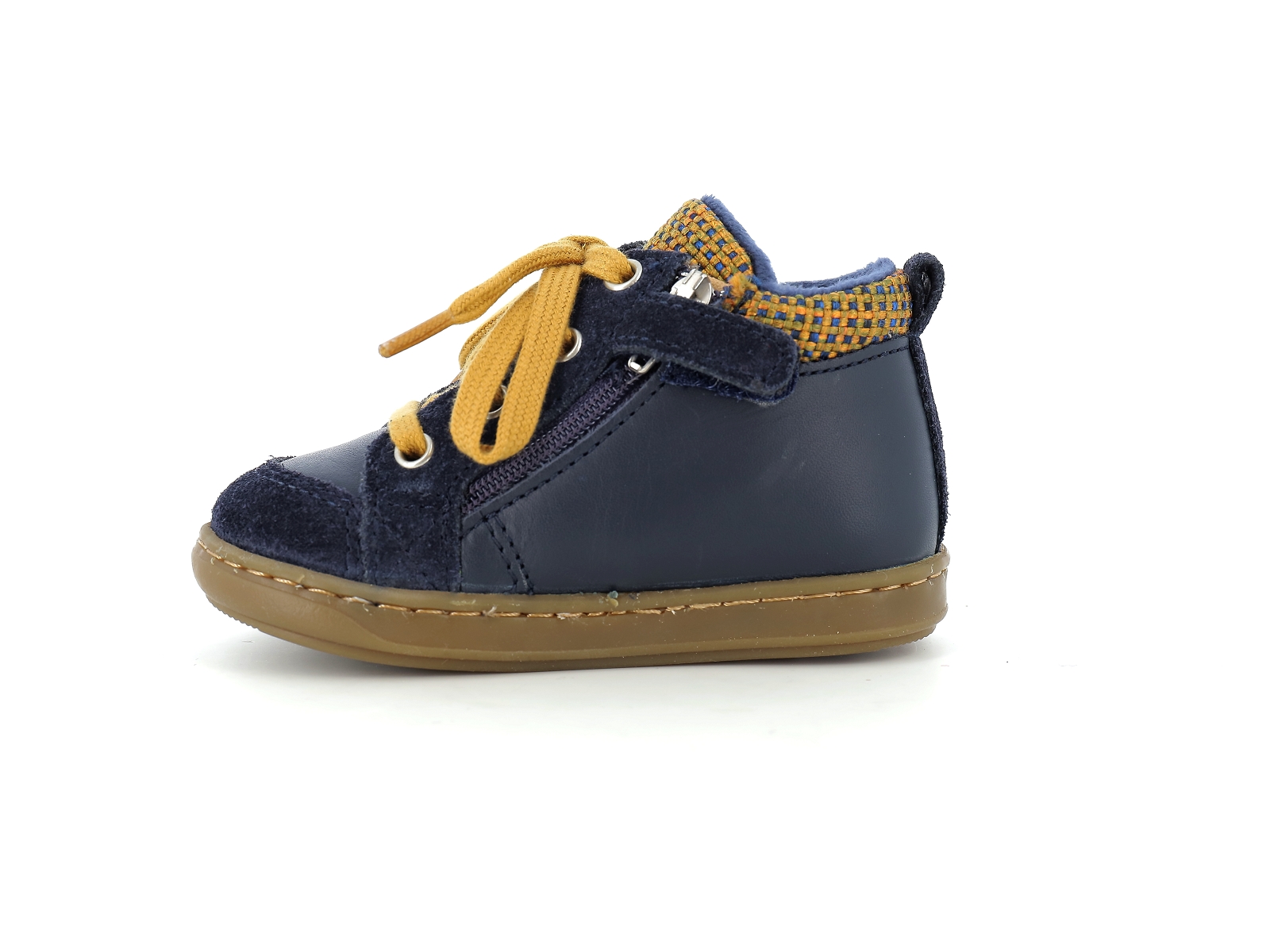 Shoopom-BOUBA ZIP WOOL Cuir Bleu-Jaune