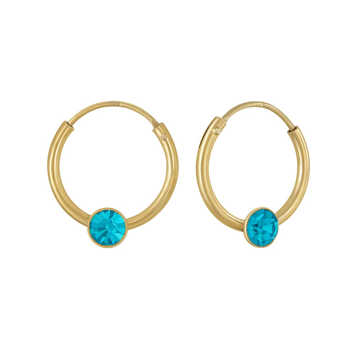 Boucles d'oreilles enfant cristal en argent 925 plaqué or