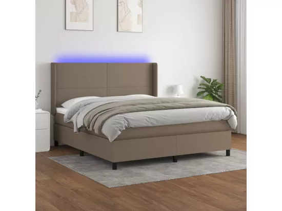 Sommier tapissier avec matelas et LED Taupe 160x200 cm Tissu