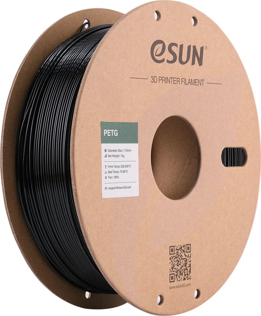 eSUN  PETG Black, 1,75 mm / 1000 g    Lichtdurchlässiges Filament mit ausgezeichneter Schlagfestigkeit