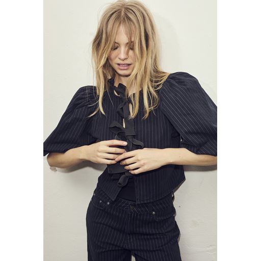 Co'Couture PinCC Wide Bow Bluse, Black, XS