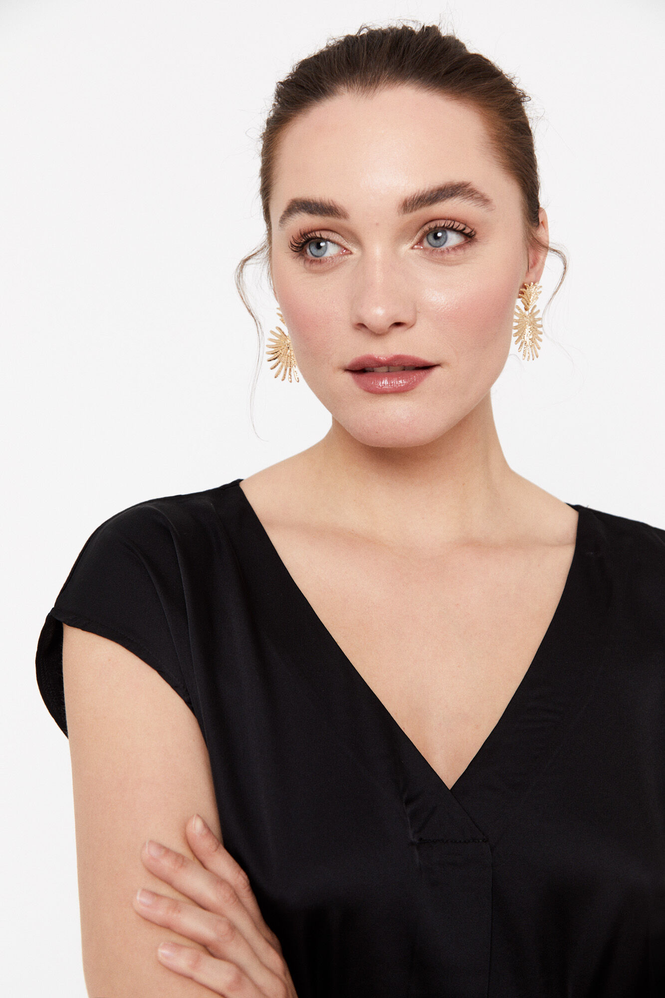Top com detalhes em renda - Preto
