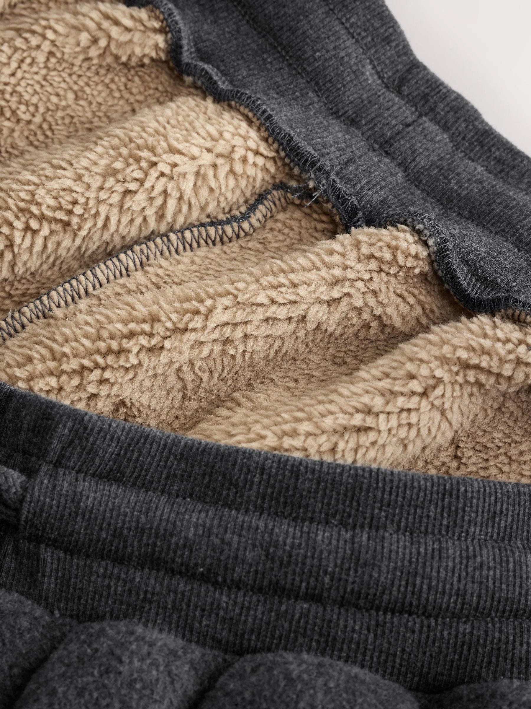 Leisteen grijs - Geborstelde Borg-fleece gevoerde joggingbroeken