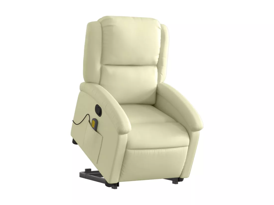 Fauteuil inclinable crème cuir véritable