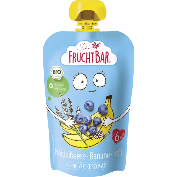 Bio Fruchtpüree Heidelbeere Banane Reis