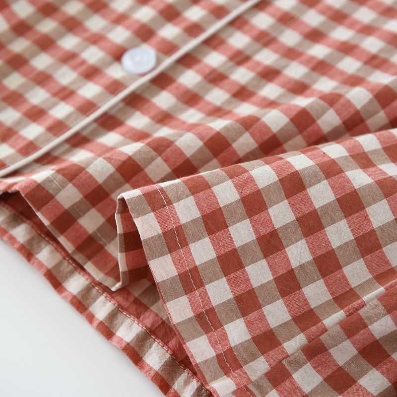 Dogini - Bijpassende pyjamaset voor koppels: overhemd met ruitjesmotief en broek