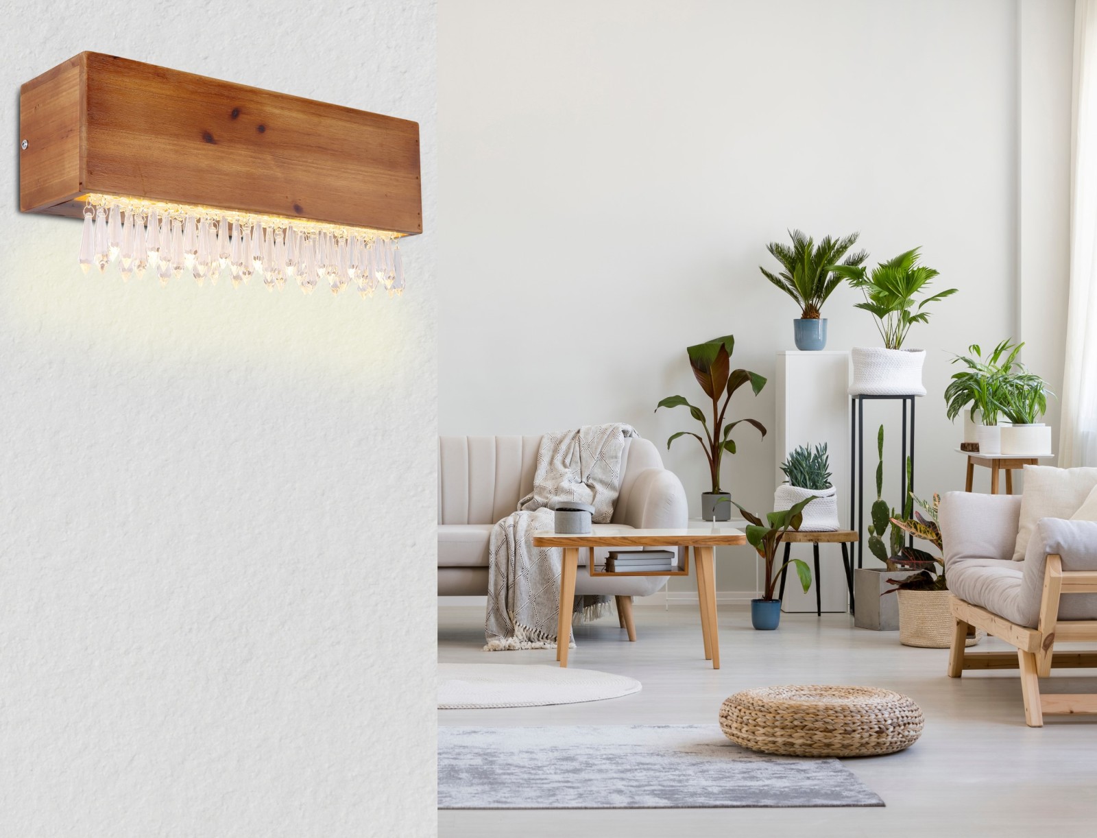 LED-Wandleuchte - holzfarben - 37 cm