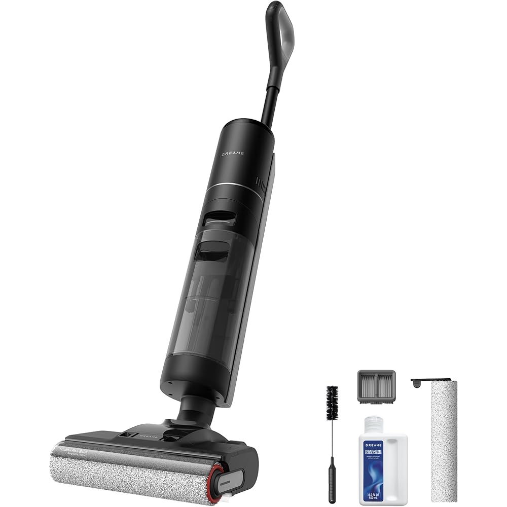 DREAME H12 Pro Ultra Aspirateur Eau et poussière, Lavage 60 °C, Séchage 30 Min, Nettoyage Auto Double Rotation avec Racleur Résistant, Aspiration 16 kPa, Brosse 2 Bords, Détection Intelligents : Cuisine et Maison