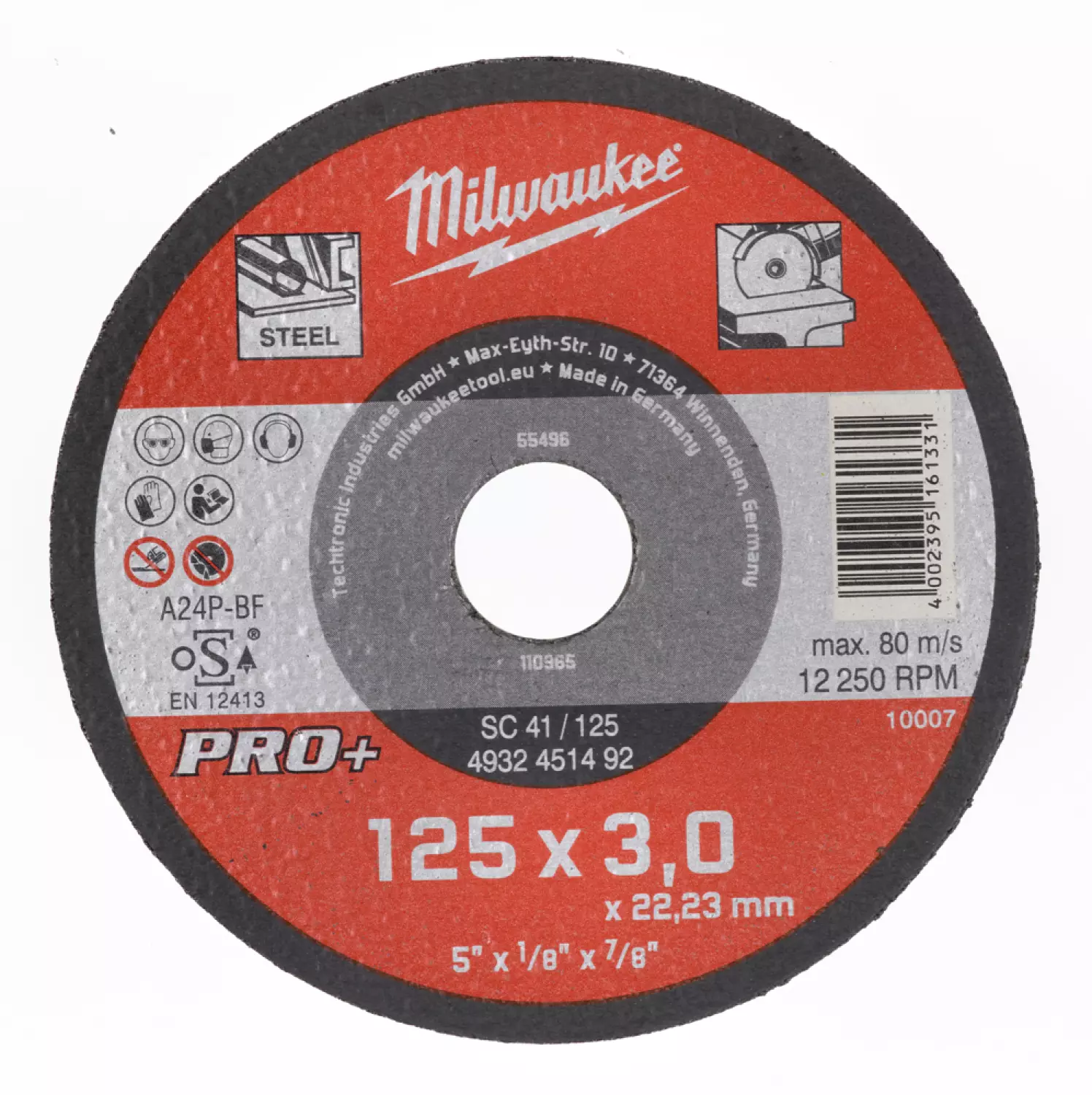 Milwaukee 4932451492 Metaaldoorslijpschijf SC41 125 x 3 mm PRO