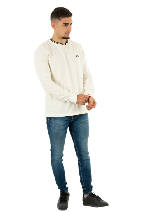 tee shirt manches longues fred perry twin tipped 560 ecru