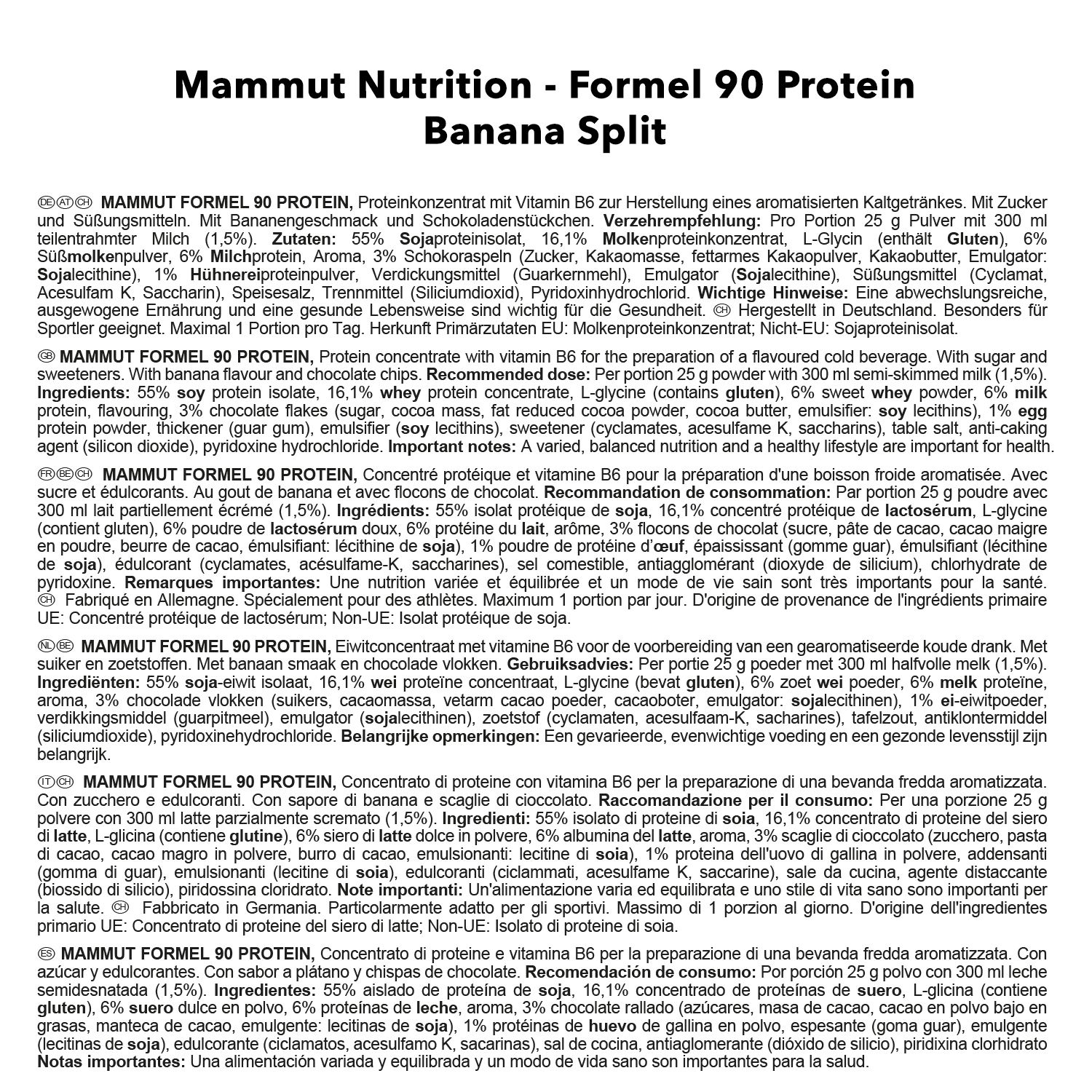 Mammut Formel 90 Protein, Banana Split
