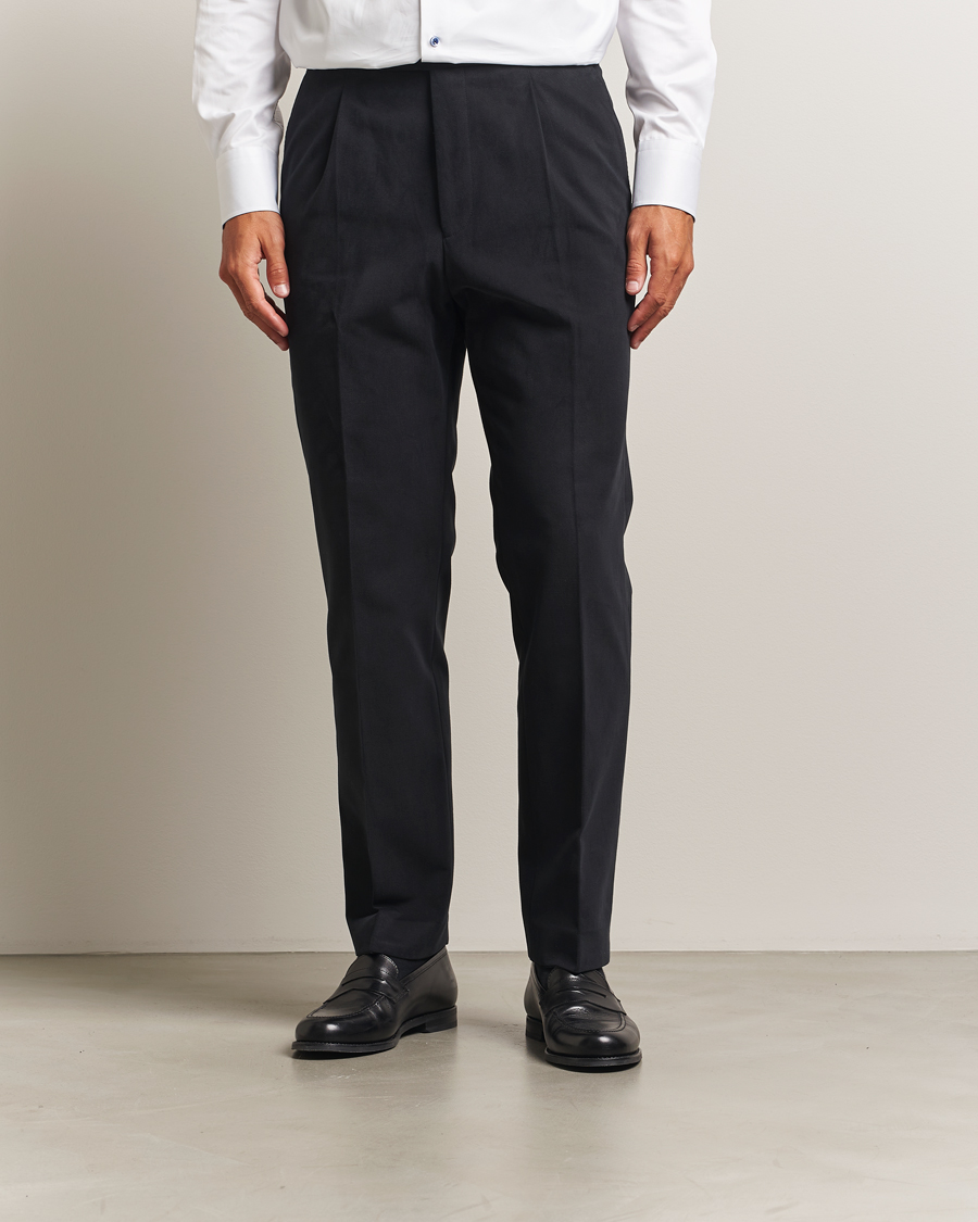 Oscar Jacobson Delon Brushed Cotton Trousers Black