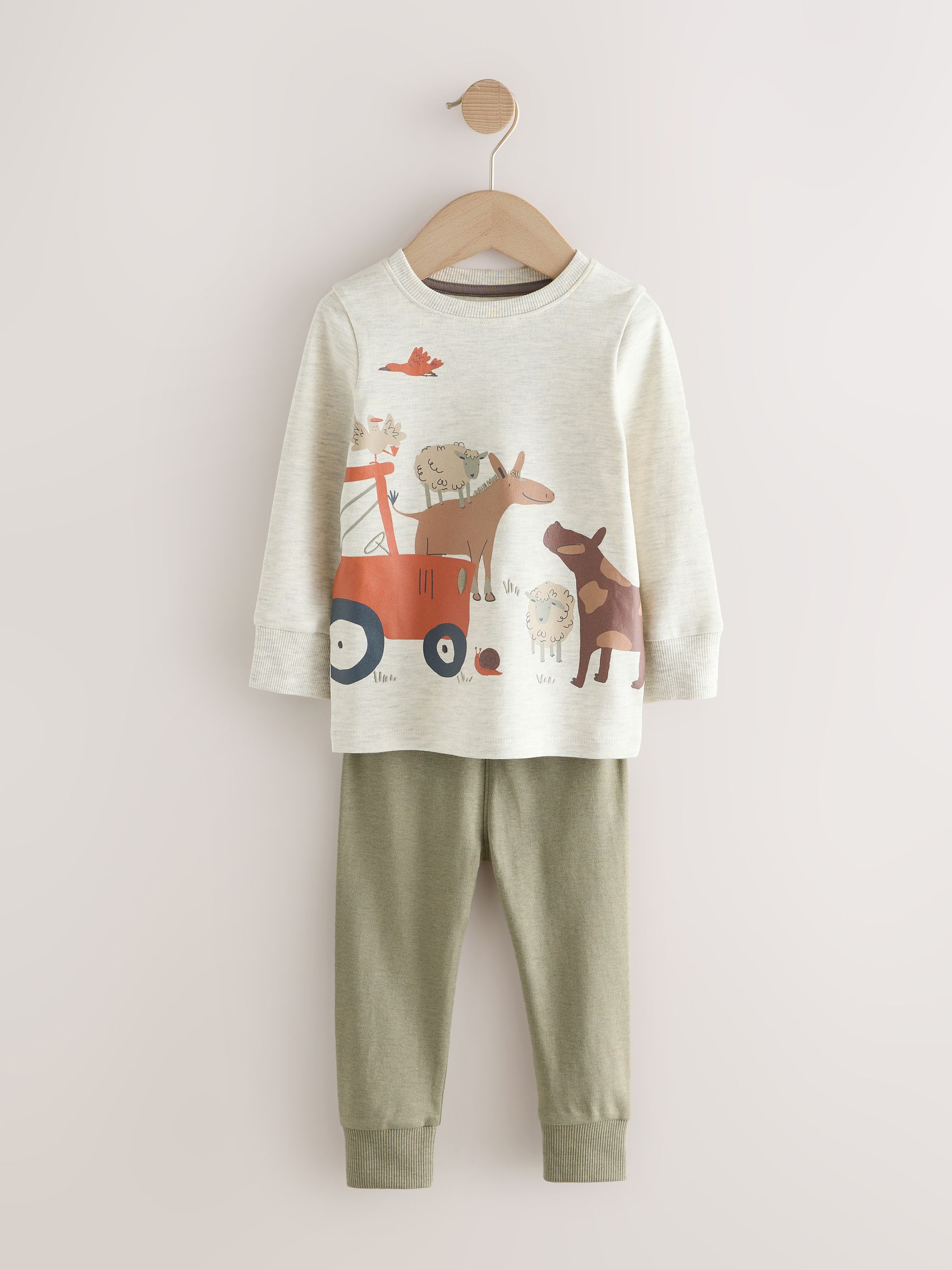 Bruin/oranje - Mini Knusse Pyjama's 3 Set (9mnd-10jr)