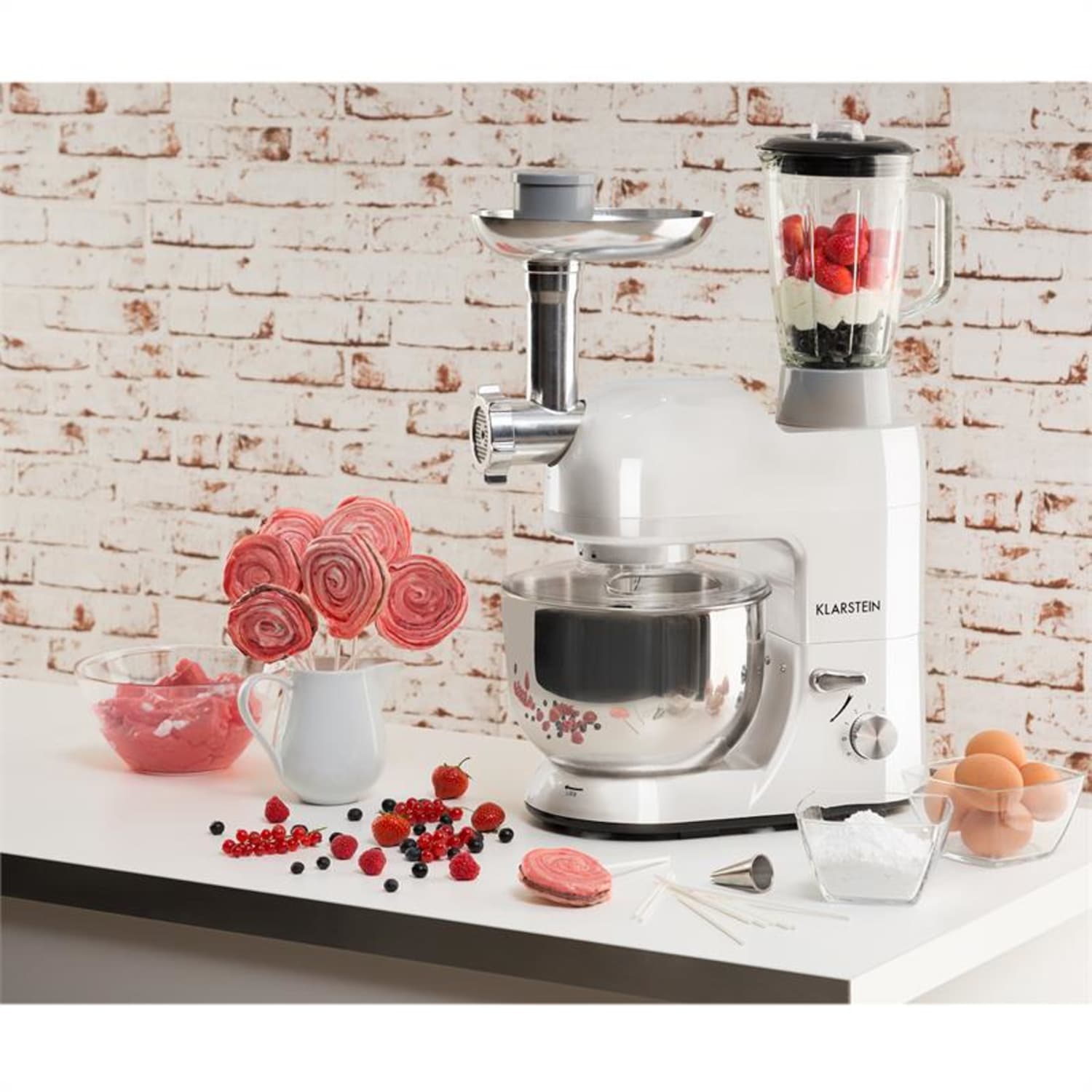 Lucia Küchenmaschine 3-in-1 1800 W / 2,7 PS 5 Ltr Edelstahl BPA-frei Rot
