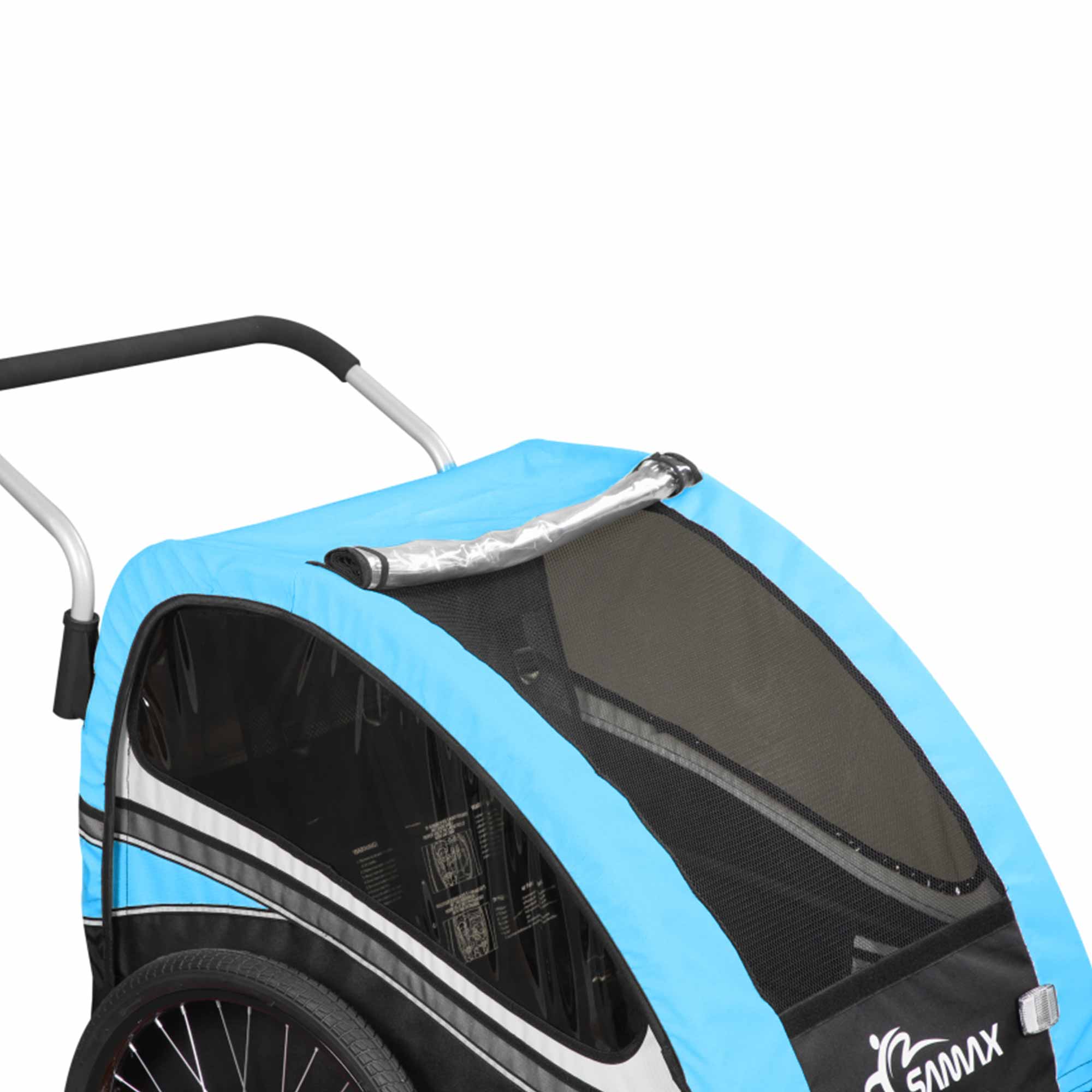SAMAX 360° drehbarer Fahrradanhänger 2in1 Jogger - in Blau - Black Edition