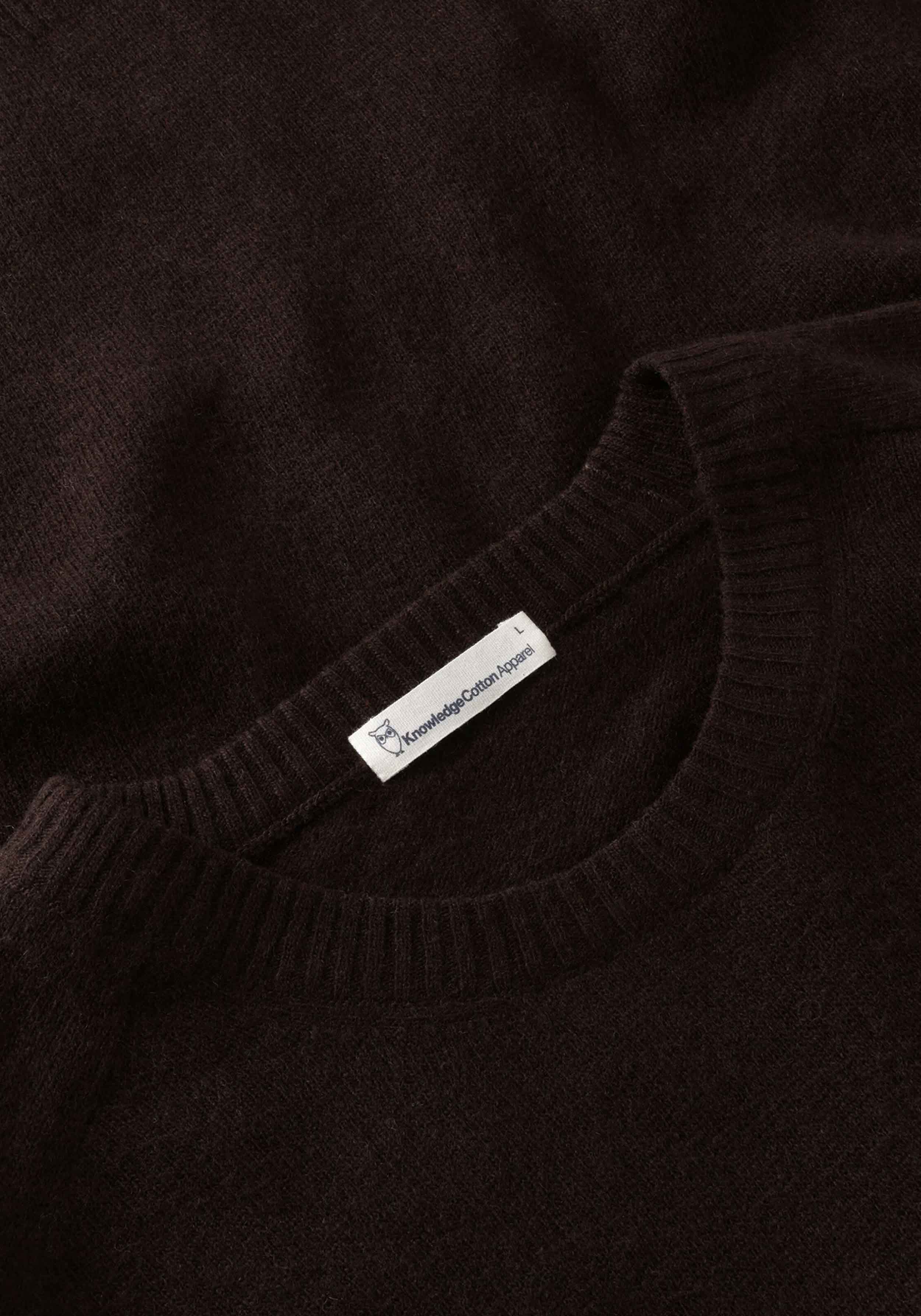 Knowledge Cotton Apparel Wollpullover Crew Neck Chocolate Torte