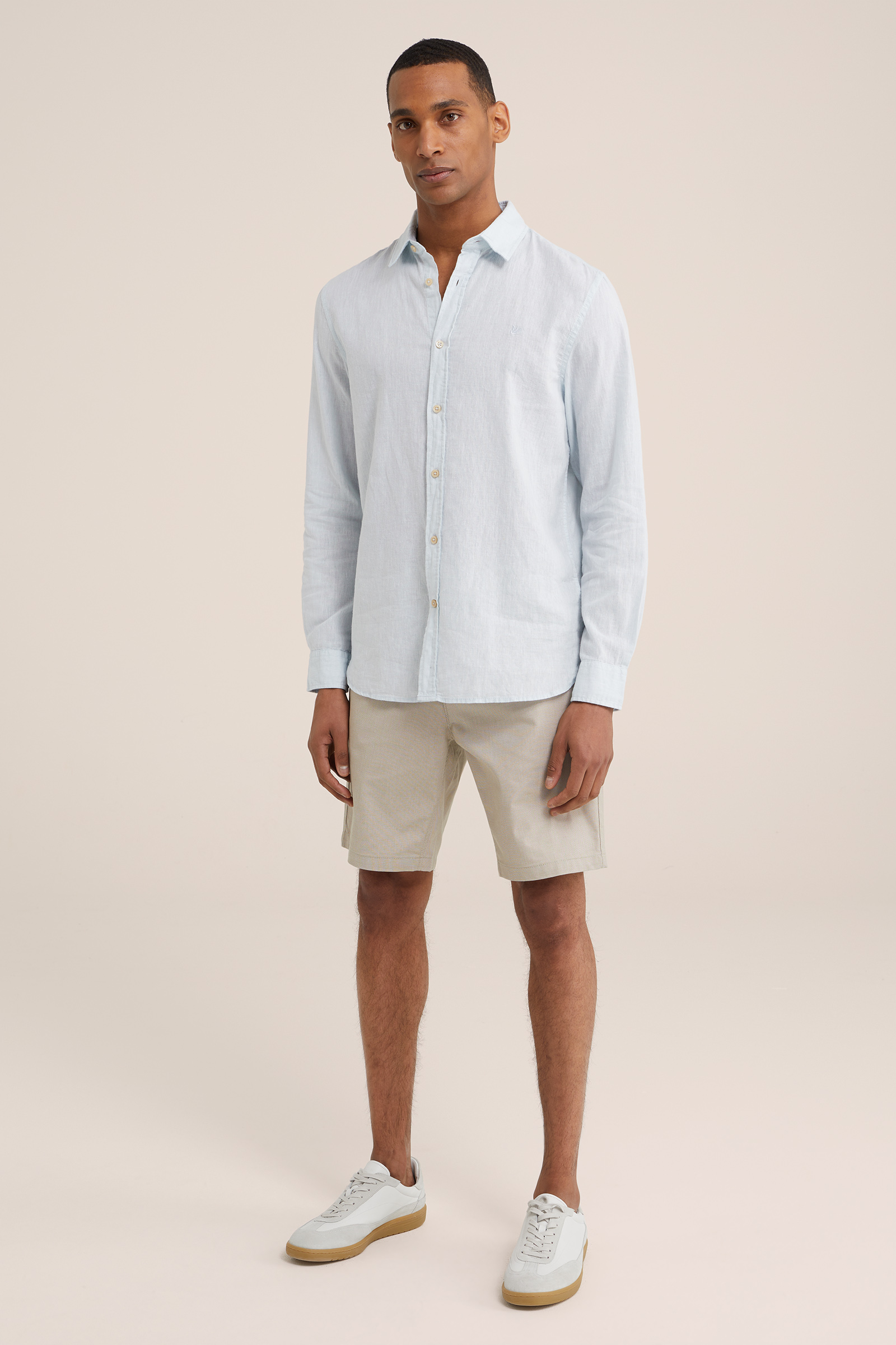 regular fit short met jacqaurd dessin WE Fashion Beige