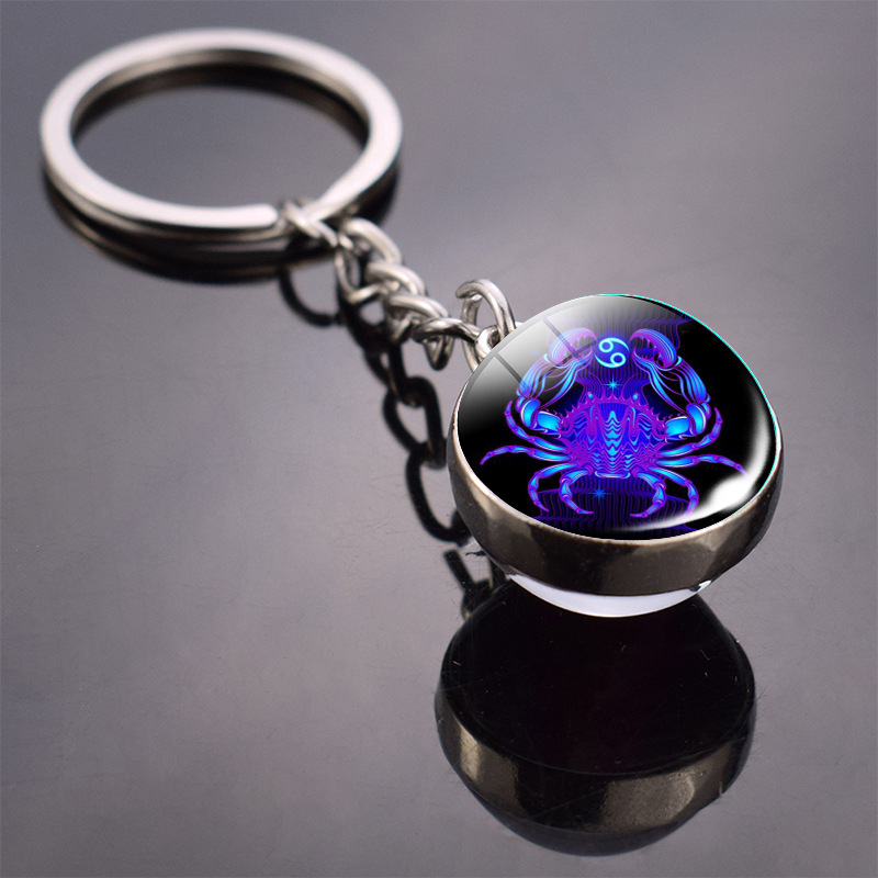 Glow in the Dark Sternzeichen Schlüsselanhänger Accessoire mit Spaltring - Krebs