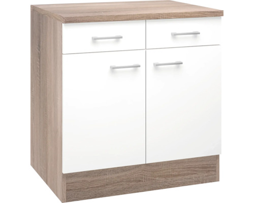 Flex Well onderkast met lade en draaideur Samoa BxDxH 80 x 60 x 85 cm wit mat gedemonteerd scharnier links rechts