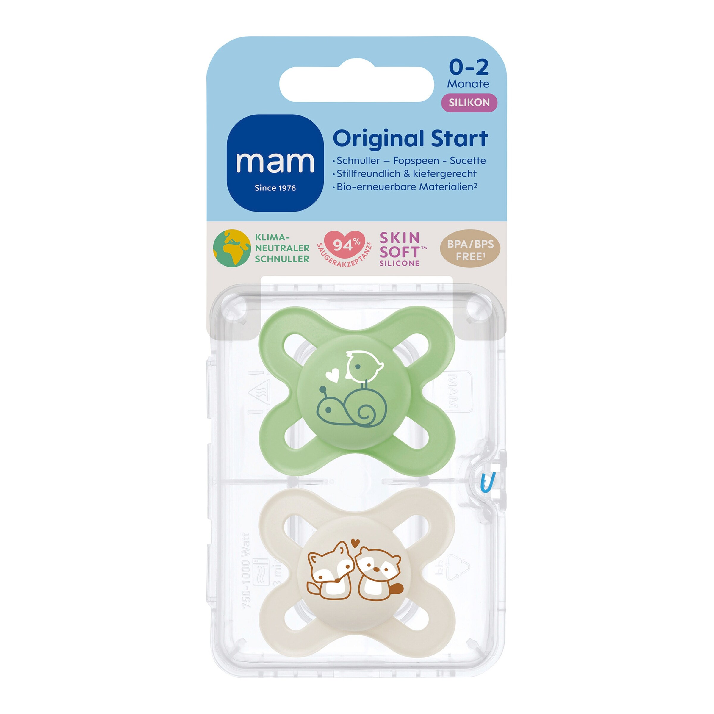 MAM 2er-Pack Schnuller Original Start Silikon, 0-2M grün