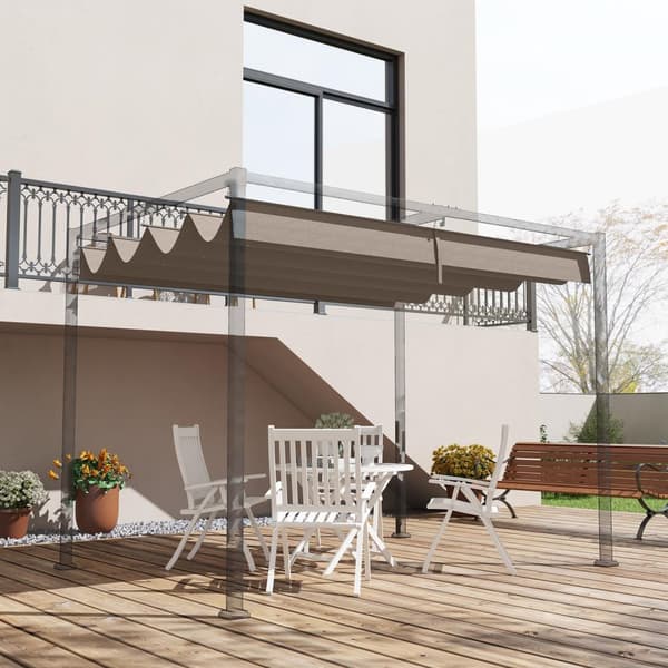Erstatningstak for 2,85 x 2 m pergola, vannavvisende uttrekkbar bølgetak med regndreneringshull, UV-beskyttelse 30+, vintersikkert skyggetrekk for hag