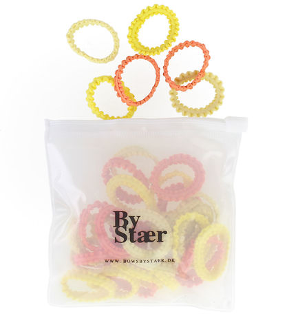 By Stær Mini Haargummis - 50 st. - Mix 12 - Gelb/Pfirsich