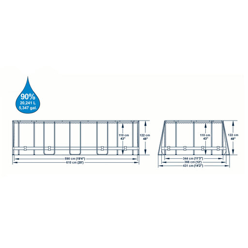 Piscina Bestway Power Steel Oval Stone Tubular Acima do Solo 610x366x122 cm + Escada