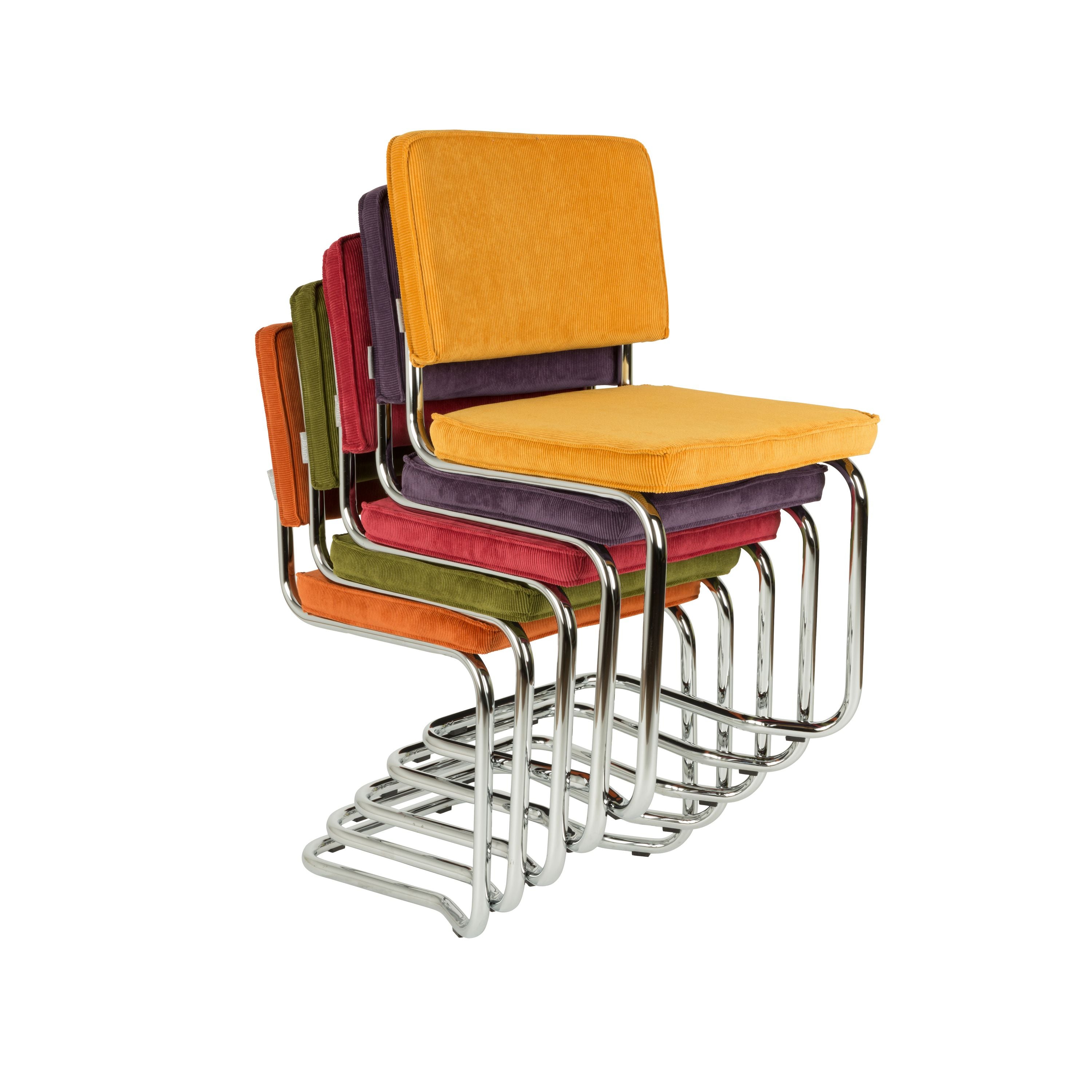 Zuiver Ridge Rib Kink Eetkamerstoelen  Groen - Set van 2