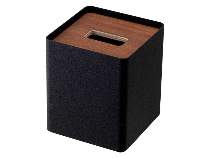 Yamazaki Kosmetiktuchbox Rin Schwarz Quadratische Taschentuchbox