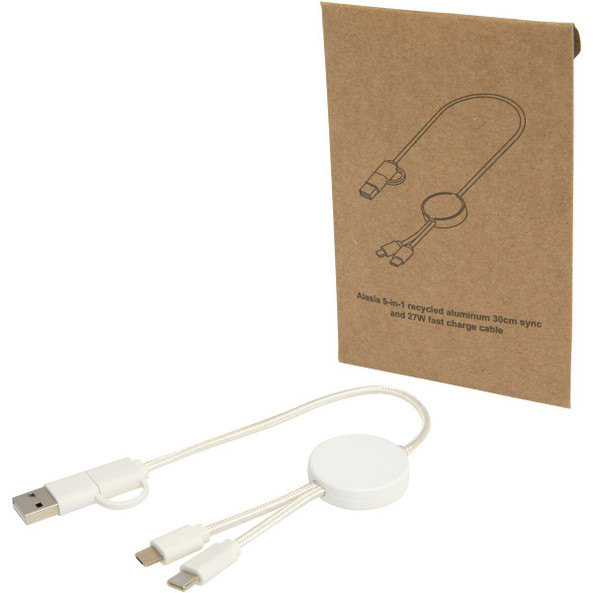 PF Concept 124427 - Câble 5 en 1 Citala en plastique recyclé de 30 cm pour la synchronisation des données et la charge rapide de 27 W