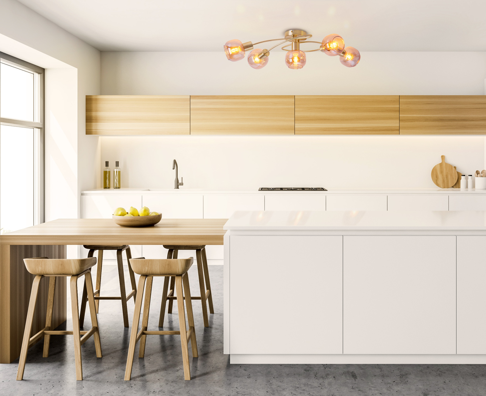 Deckenspot - goldfarben-amberfarben - 5-flammig