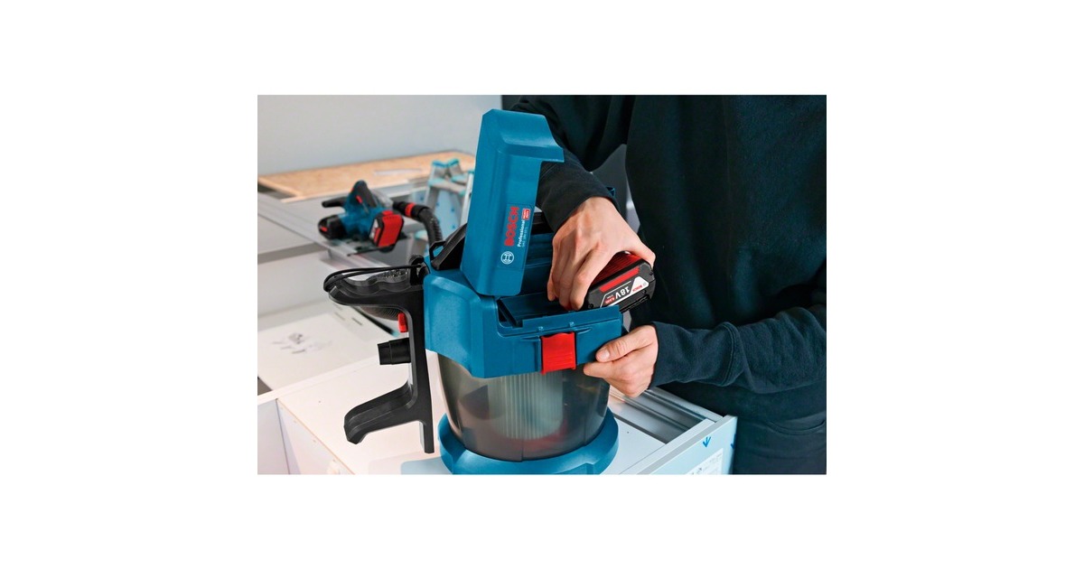BoschGAS 18V-10 L nat- en droogzuiger  (Blauw, Accu en oplader niet inbegrepen)