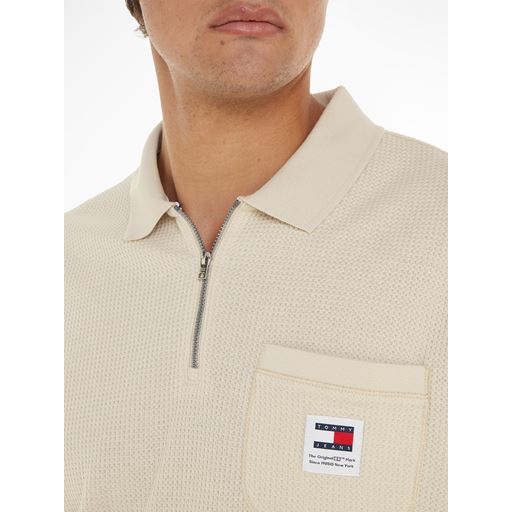 Tommy Jeans Waffle Polo T-shirt, Newsprint, XXL