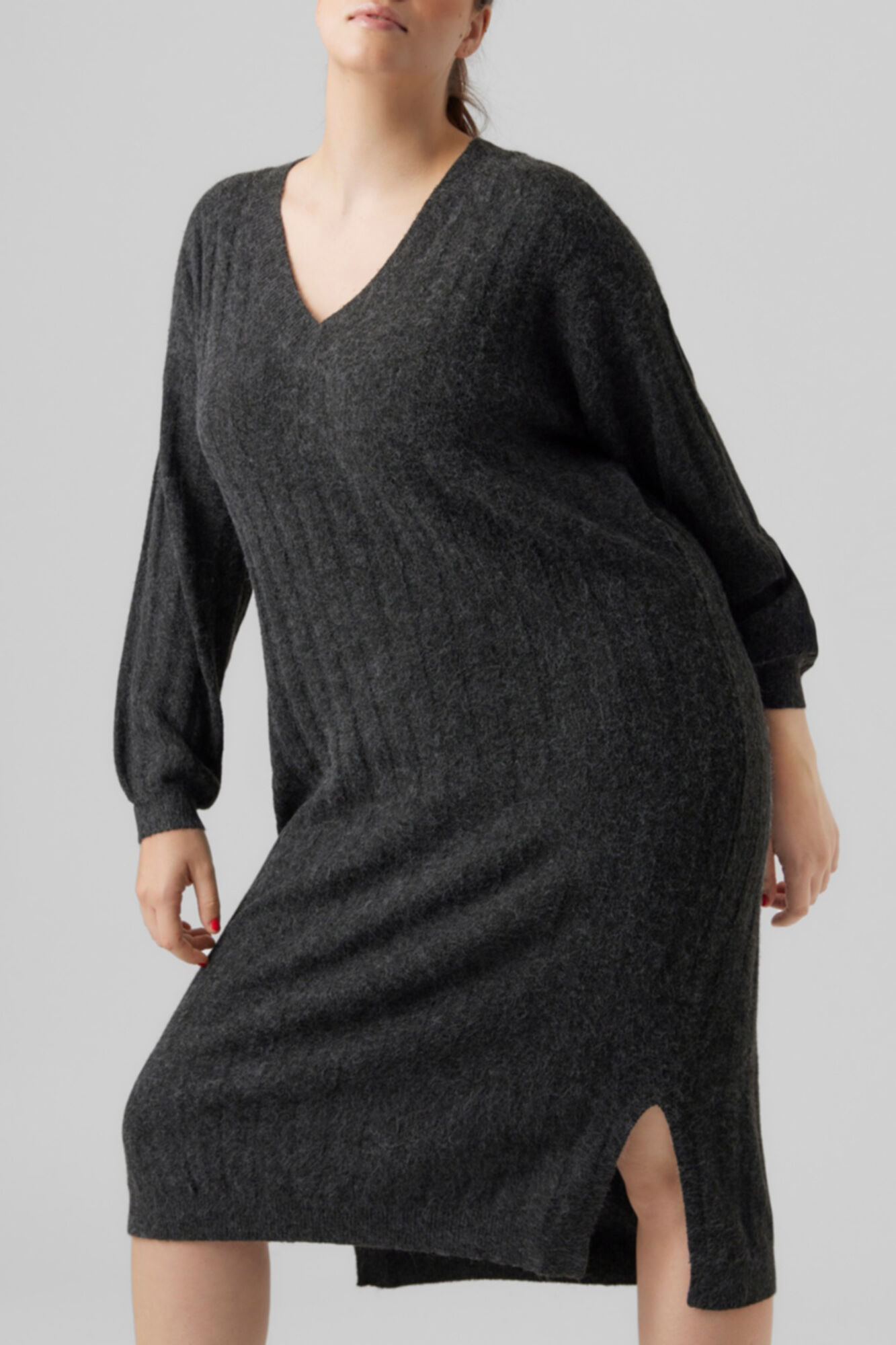 Vestido midi de malha plus size - Preto