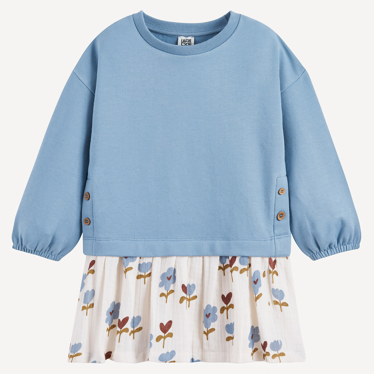 COLEÇÕES LA REDOUTE<br>Vestido de manga comprida, efeito 2 em 1