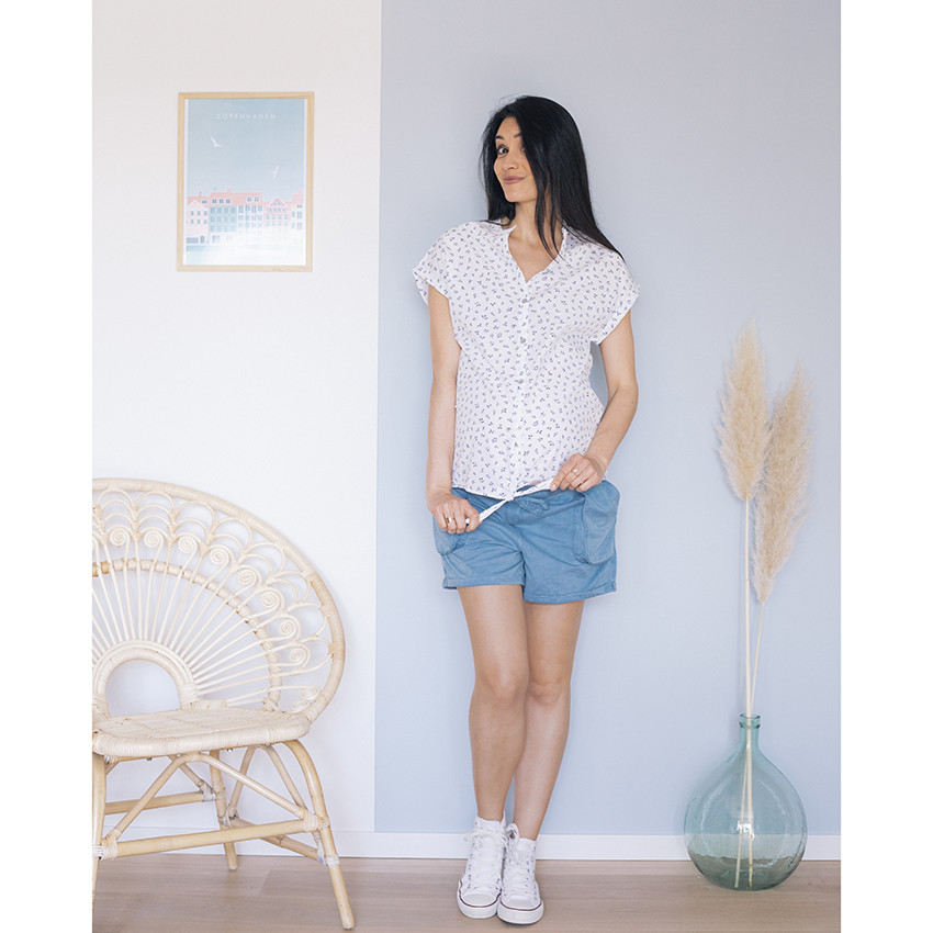 Short de grossesse fluide à poches