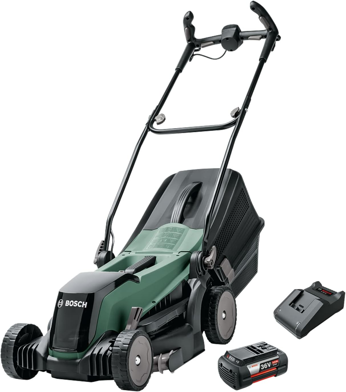Bosch Akku Rasenmäher EasyRotak 36-550 (36 Volt, 1 Akku 4,0 Ah, Schnittbreite: 37 cm, Rasenflächen bis 550 m2, im Karton)