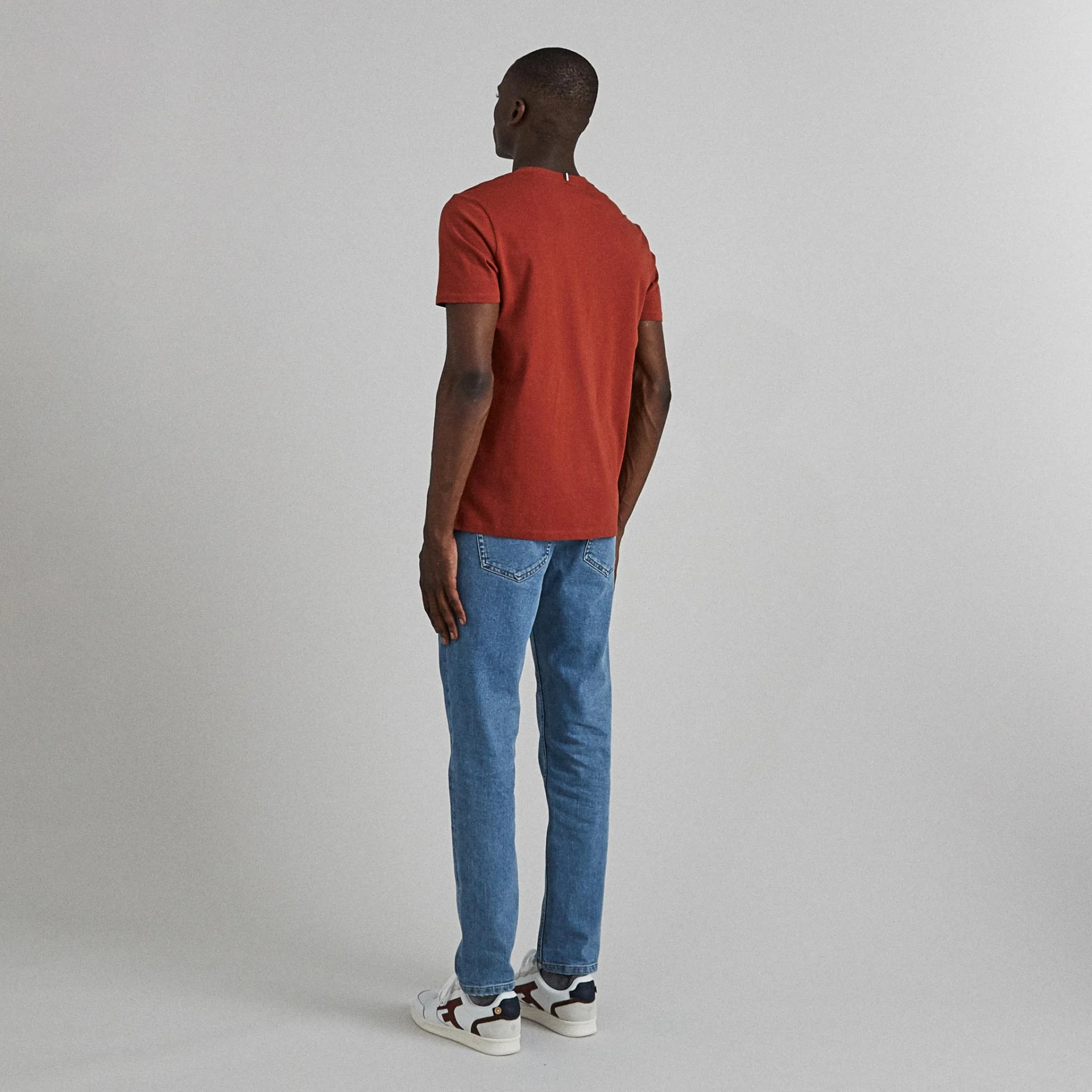 T-shirt col rond rouge coton et coton recyclé - modèle Arcy