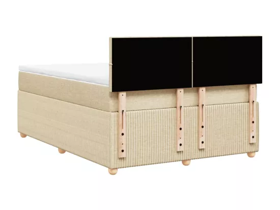 Sommier à lattes de lit avec matelas Crème 140x190 cm Tissu