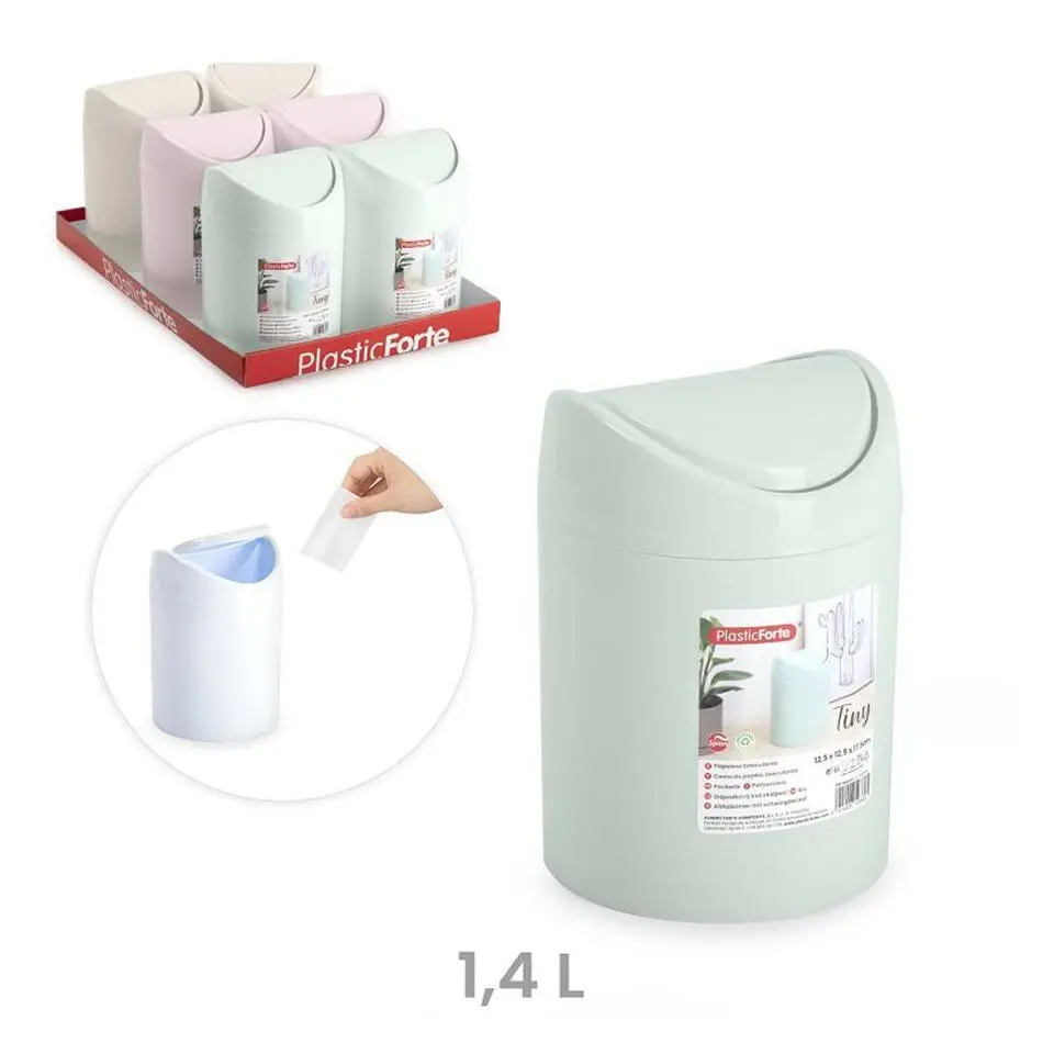 Plasticforte Mini prullenbakje - roze - kunststof - aanrechtmodel