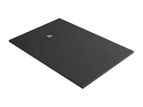 Receveur de Douche Extraplat THOR Noir 180x80x3cm - Texture Ardoise 75% Minéral, Antidérapant, Antibactérien, LAVABERG