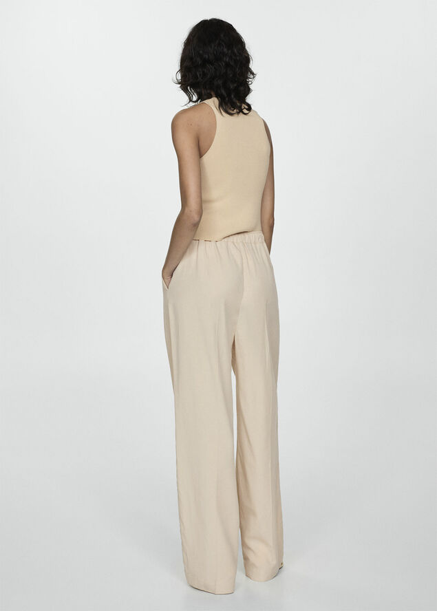 MANGO Lyocell pleated pants Light beige