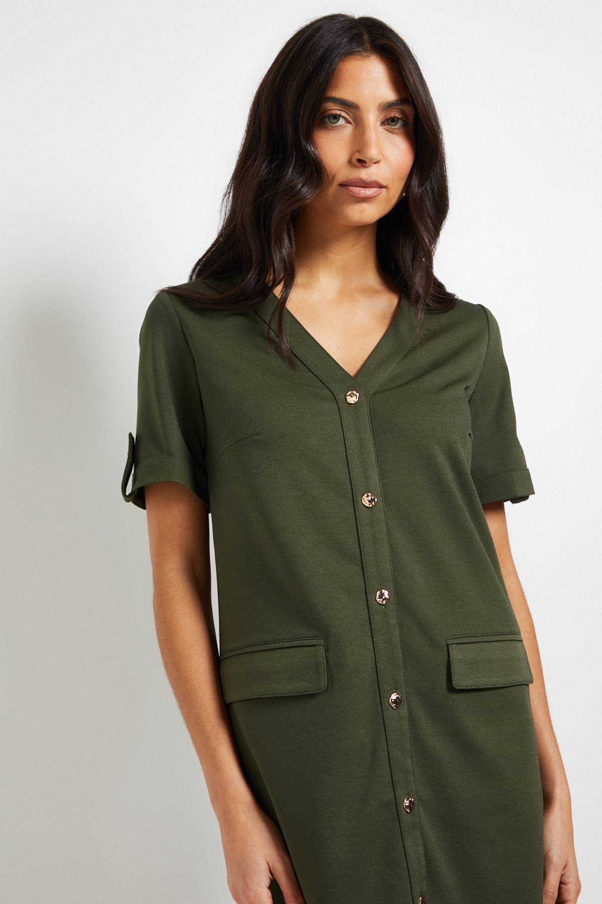 Wallis Robe Droite Boutonnée En Jersey Ponte