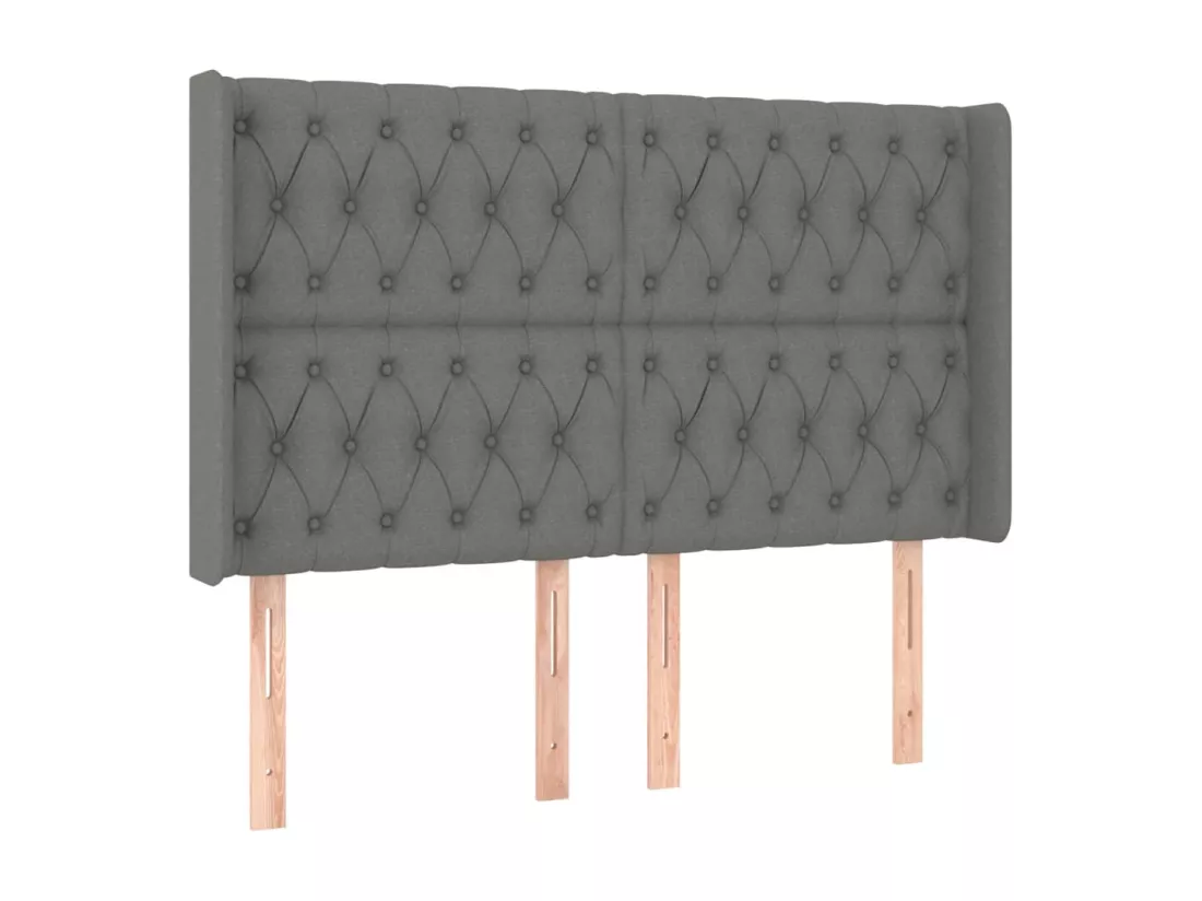 Sommier tapissier et matelas et LED Gris foncé 160x200 cm Tissu