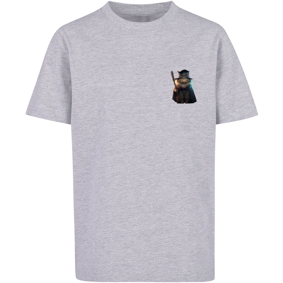 F4NT4STIC T-Shirt Wizard Cat UNISEX TEE heather grey