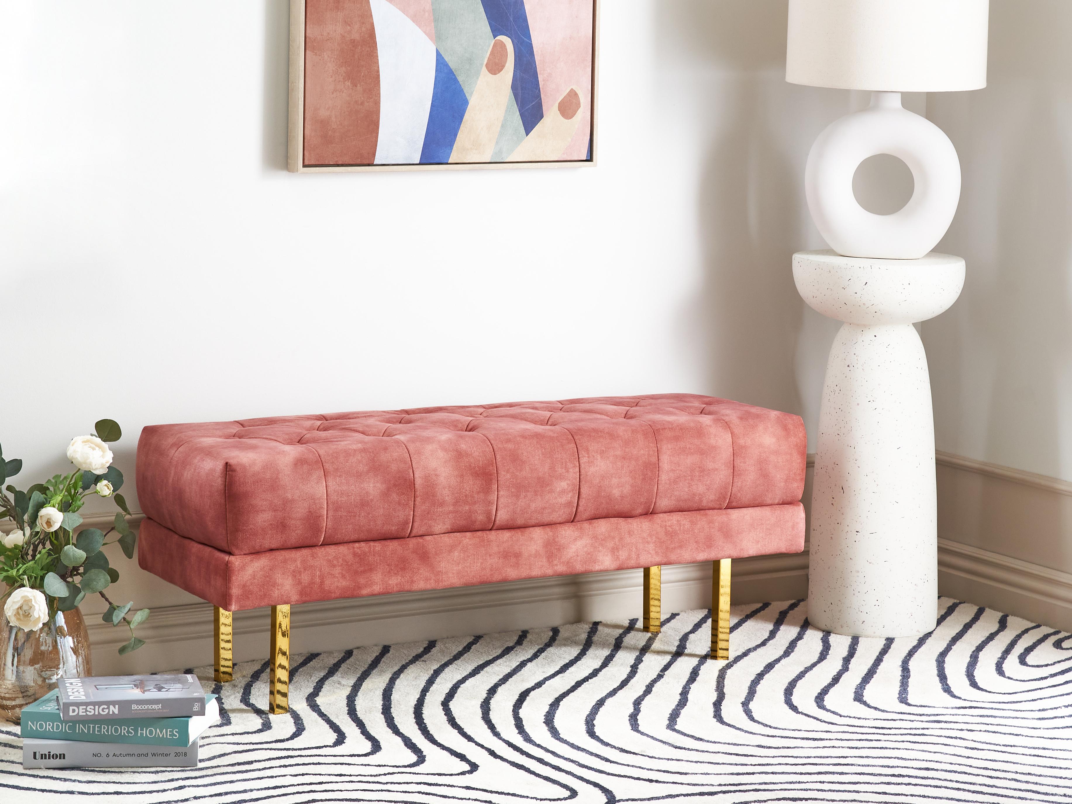 Bankje ROSEVILLE Fluweel Roze