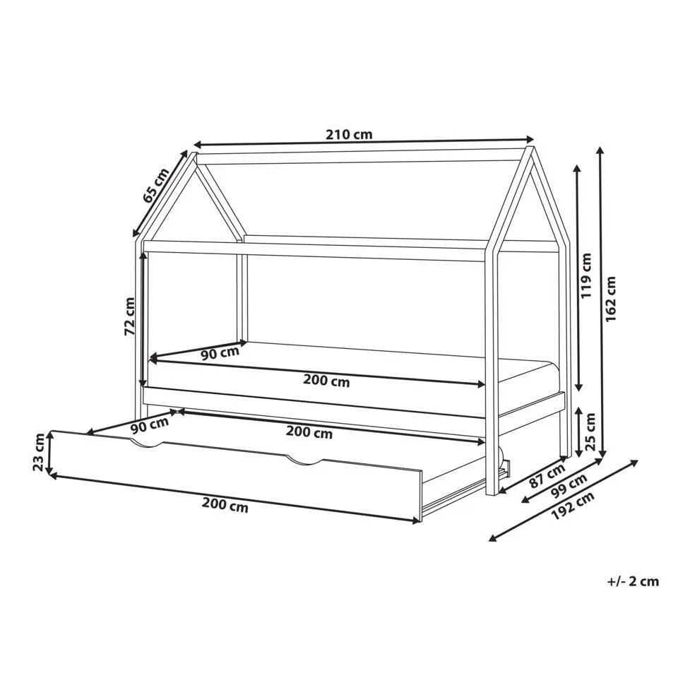 CRILLON - Onderschuifbed - Grijs - 90 x 200 - Hout