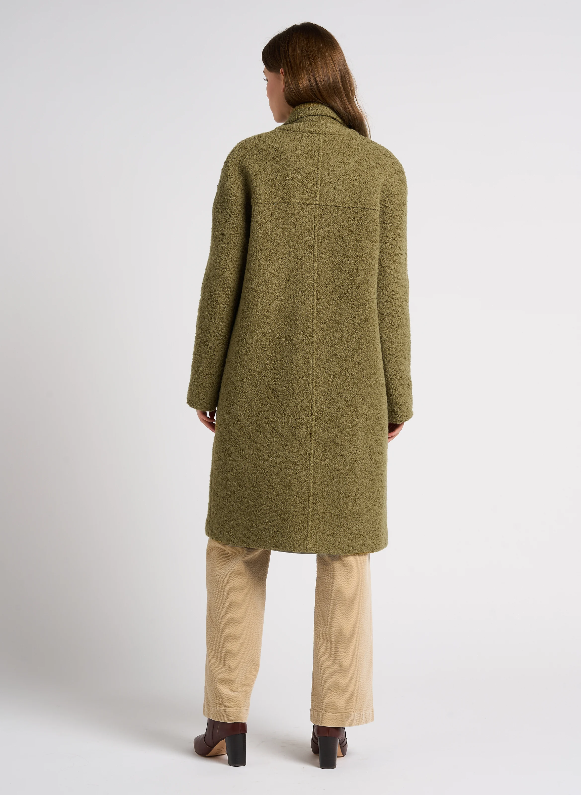 Manteau droit à col tailleur | Vert